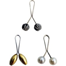 Aydogan's 3 Adet Tesettür Eşarp ve Şal Klipsi Sarı Inci Beyaz Siyah Desenli