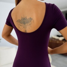 Gacha Kadın Kısa Kollu Sırt Dekolteli Yırtmaç Detaylı Viskon Elbise