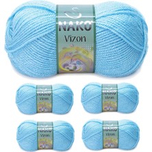 Aydogan's 5 Adet Vizon Premium Akrilik El Örgü Ipi Yünü Renk NO:214 Ufuk Mavisi