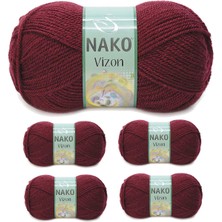 Aydogan's 5 Adet Vizon Premium Akrilik El Örgü Ipi Yünü Renk NO:999 Bordo