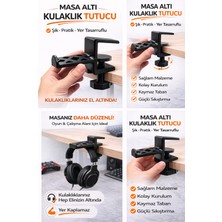 Yapı3D Masa Altı Kulaklık Tutucu Aparat | Sıkıştırmalı Kulaklık Askısı | Oyuncu & Ofis Masası Düzenleyici Stand