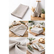 Ege Cotton 2’li set 60 x 80 Doğal Bej Keten  Masa Peçetesi  & Mutfak kurulama bezi Seti - Şık Tasarım Dayanıklı Kurulama Bezi Ekstra Büyük Boy 60 x 80 Cm.