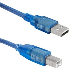 1,5 Metrelik Şeffaf USB A B Printer Yazıcı Ara Kablosu Tüm USB A B Yaziclara Uyumlu (1,5 Metre)