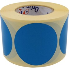 Daire Renk Baskılı Çap Etiketi 50MM x 50MM Ölçülerinde Yuvarlak Çıkartma Sticker 500 Adet Kendinden Yapışkanlı Rulo Etiketi Barkod Yazıcılar ile Uyumlu 40MM Kuka Kağıt Bazlı Etiket (Mavi)