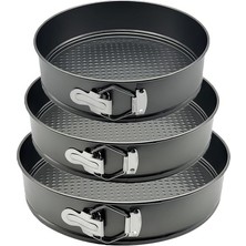 Çelik 3 Parça 18-20-22 cm Yuvarlak Kelepçeli Kek Kalıbı Seti CIN999SY