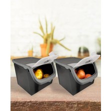 Coral 2'li Soğan Patates Saklama Kabı 12 Litre - Gri