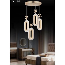 Aura Lighting Aura Lıghtıng Gold 4'lü Elips Sarkıt 3 Renk LED Modern Salon/antre/oda Avizesi (Beyaz Sarı Günışığı)