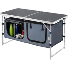 Saklama Dolaplı Kamp Masası, Outdoor Kamp Mutfağı, Kamp Dolabı, Katlanabilir Kamp Piknik Masası, Seyahat Mutfağı, Mutfak Dolabı, Depolama Bölmeli, Dış Mekan Mutfağı 120-60CM- Antrasit
