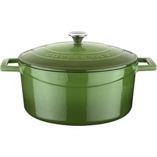 Metal Döküm Yuvarlak Tencere, 24 Cm, Yeşil