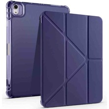 Air 11 Ile Uyumlu 2025 M3 Kalem Bölmeli Standlı Tri Folding Fuchsia Tablet Kılıfı Lacivert
