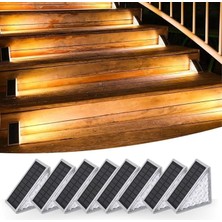 8 Adet Üçgen Güneş Enerjisi ile Şarj Olan Dış Mekan Solar Basamak Köşe Lambası
