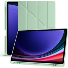 Galaxy Tab S9 Plus X810 / S9 Fe Plus X610 12.4 Inç Uyumlu Akıllı Tablet Kılıfı – Katlanabilir Kapaklı, Kalemlikli, Stand Fonksiyonlu, Smart Cover Otomatik Uyandırma (Açık Yeşil)