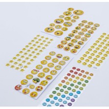 6 Adet Karışık Kabartmalı Yapışkan Sticker, Şekilli Gülen Yüzler