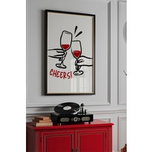 Des Vu Print Cheers Poster, Şarap Temalı Çerçevesiz Poster