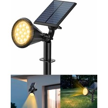 AMBER18 LED Spot Güneş Enerjili Bahçe Aydınlatma Lambası, Fotoselli, Spike Aplik, 18W Su Geçirmez Dış Mekan Solar Lamba, Ağaç, Veranda, Garaj, Havuz, Duvar ve Zemin Montajına Uygundur 42 cm