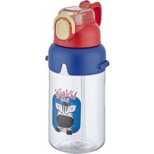 Boyun Askılı Kalın Pipetli Kilitli Kapak 650 ml Okul Su Matarası 3 Renk