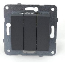 Nt Siyah Üçlü Anahtar Mekanizma+Düğme Kapak