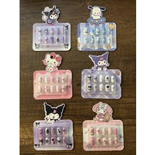 Gülümse Gel Çocuk Takma Tırnak 1 Paket Kuromi Hello Kitty Pompompurin Yapışkanlı