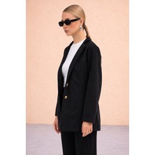 Tasarım Yaka Siyah Kaşe Kaban