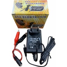 12 Volt Kuru Tip Aküler Için Krokodil Timsah Maşalı Şarj Cihazı Adaptörü Şarz Aleti Cihaz