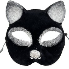 Vera Vtc Siyah Renk Gümüş Simli Süet Kaplama Kedi Maskesi 18X14 cm 965874