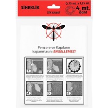 Tek Kanat Pratik Sineklik, 0.75 m x 1.25 m Tül, Kapı & Pencere Uyumlu, 4 M Yapıştırma Bantlı