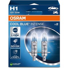 H1 Cool Blue Intense Far Lambası, 12V 55W, 5000K LED Beyaz Işık, 2'li Paket