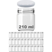 210 ml Metal Beyaz Kapaklı Şeffaf Cam Kavanoz 30 Adet
