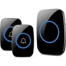 Kablosuz Kapı Zili 2 Buton 1 Alıcı LED Işıklı 300 Metre Mesafe 60 Melodi Ev Ofis Depo