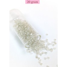 Aydogan's Dökme Cam Kum Boncuk (8/0) 3 mm - 20 Gram - Şeffaf Gümüş - BNC160