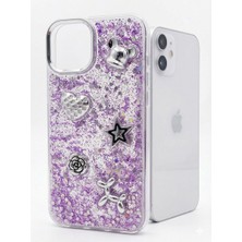 BMP GLOBAL Iphone 13 iphone 14 Uyumlu Simli Gümüş Figürlü 3 Boyutlu Tasarım Telefon Koruma Kılıfı