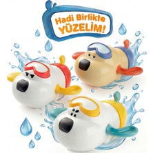 Bbsky 3'lü Sevimli Köpek Banyo Oyuncakları - Premium Abs Plastik ve Bpa Içermez - Kurmalı Mekanizmalı Su Üstünde Yüzen Eğitici Bebek Duş Seti - El-Göz Koordinasyonu Geliştiren Eğlenceli Banyo Arkadaşları
