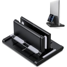 Ayarlanabilir Çok Amaçlı Dikey Laptop Standı Telefon Tutuculu Macbook Uyumlu STAND-AL4495 Siyah