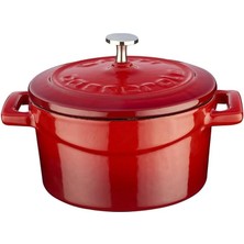 Metal Döküm Mini Tencere, Trendy, 10 Cm, 0.35 L Hacim, Kırmızı
