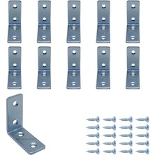 10 Ad. L Demir Gönye Köşebent 16X35X35MM - Mobilya Dolap Eşya Duvara Sabitleme Aparatı - Raf Masa Çekmece Sandalye Kitaplık Gardırop Köşe Sabitleme Birleştirme Bağlantı Demiri