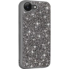 Ecruz iPhone 17E Kılıf Parlak Taşlı Tasarım Zore Pırlanta Kapak - Gri