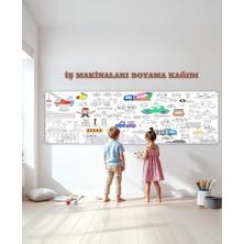 Makinaları Temalı Dev Boyama Kağıdı 2,5 Metre Rulo Boyama Kağıdı Çocuk Anaokulu ve Kreşler Için Aktivite Çocuk Eğitici Boyama