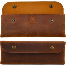 Yapımı Kalemlik Hakiki Deri, Deri Küçük Kalem Kutusu – Iş, Ofis, Okul Aksesuar Tutucu, Klasik ve Minimal El Yapımı Tasarım Vintage Kalemlik (Camel)