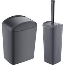 Soft Çöp Kovası 5 Lt ve Soft Wc Fırçası Antrasit