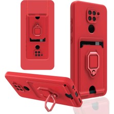 Vera Vtc  Xiaomi Redmi Note 9 Kılıf Zuma Kartvizitli Yüzüklü Silikon - Kırmızı 965874