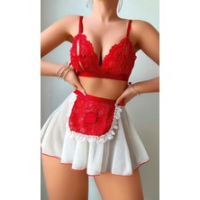 Ang Butik Kırmızı Puantiye Etekli Kadın Fantezi Kostüm 2072