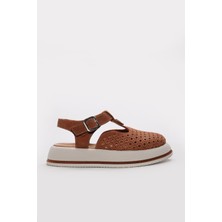 Fast Step Hakiki Deri  Kadın Dolgu Topuk Terlik 411ZA1108