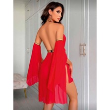 Ang Butik Kadın Kırmızı Dansöz Elbisesi Fantezi Kostüm 2266