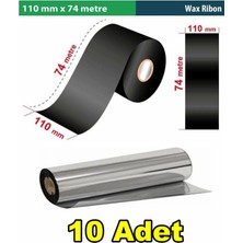 Oratek Zebra GX430 110 mm x 74 mt Wax Ribon Out 1/2 Inç (10 Adet)