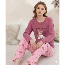 Ang Butik Boyraz 0354 Kadın Penye Uzun Kol Pijama Takımı