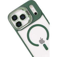 Vera Vtc  Apple iPhone 17 Pro Remim Lensli Magsafe Standlı Kapak - Koyu Yeşil 965874