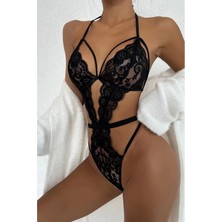 Ang Butik Şık Siyah Dantelli Babydoll Gecelik TM1297