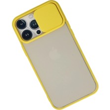 Vera Vtc  iPhone 13 Pro Max Kılıf Palm Buzlu Kamera Sürgülü Silikon - Sarı 965874