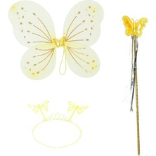 Vera Vtc Sarı Kelebek Erkek-Kız Seti – 50 cm Kelebek Kanadı, Taç ve Asa 965874