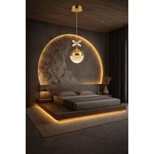 Aura Lighting Aura Lıghtıng Tekli Şeker Top Sarkıt Gold 3 Renk LED Modern Avize (Beyaz Sarı Günışığı)